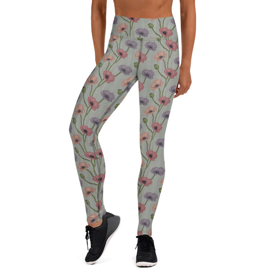 Painted Poppies Yoga Leggings