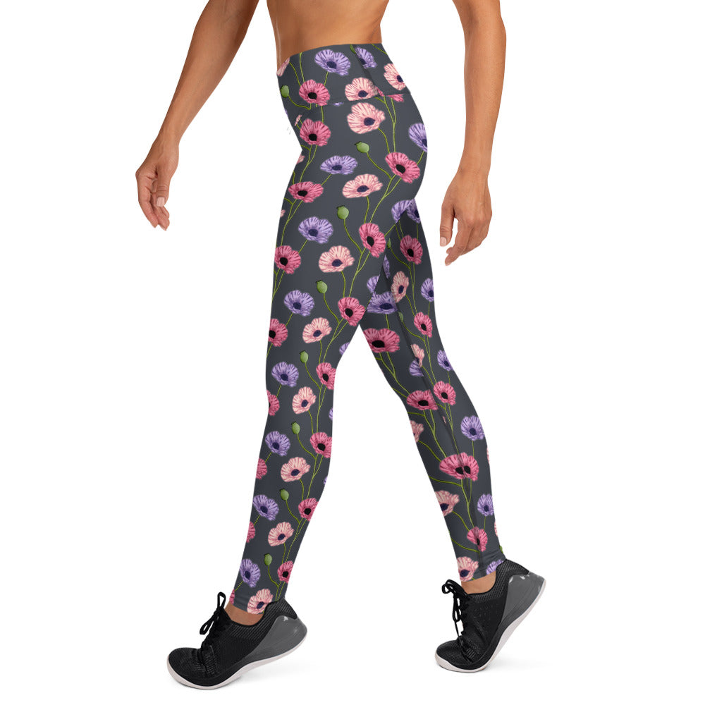 Painted Poppies Yoga Leggings