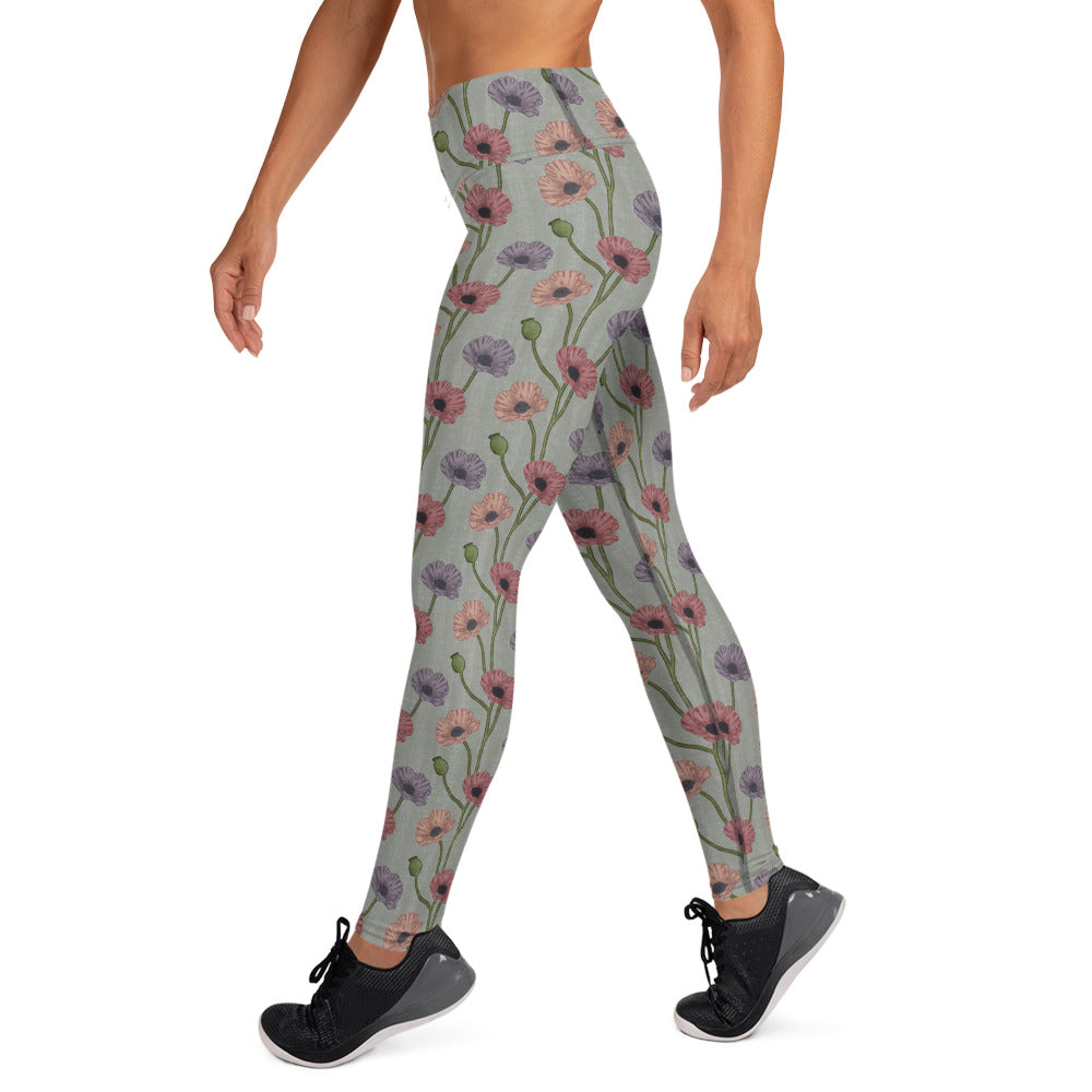 Painted Poppies Yoga Leggings