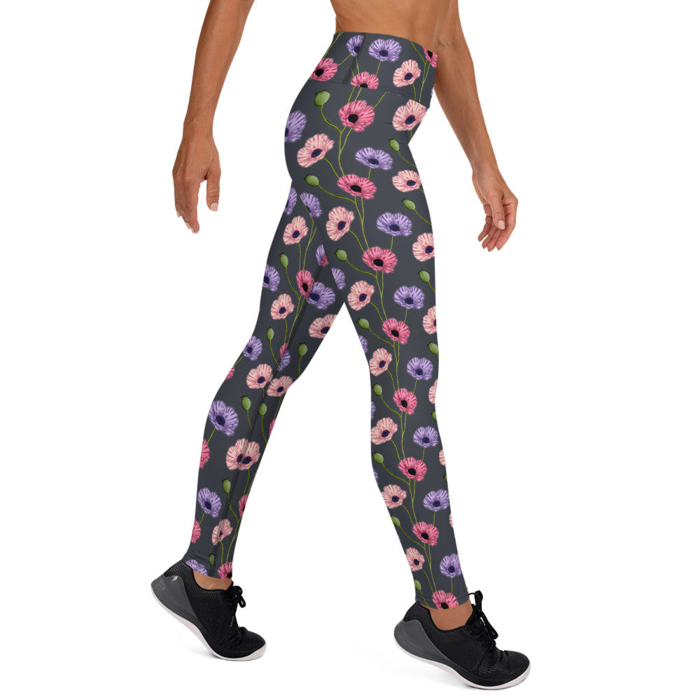 Painted Poppies Yoga Leggings