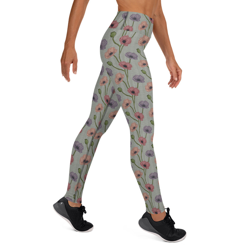 Painted Poppies Yoga Leggings